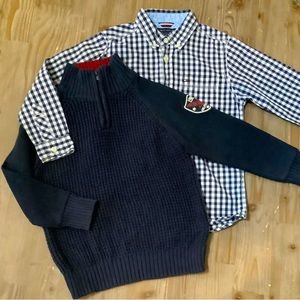 Tommy Hilfiger Boys 2-Piece Button Up & 1/4 Sweater Set Size 5t